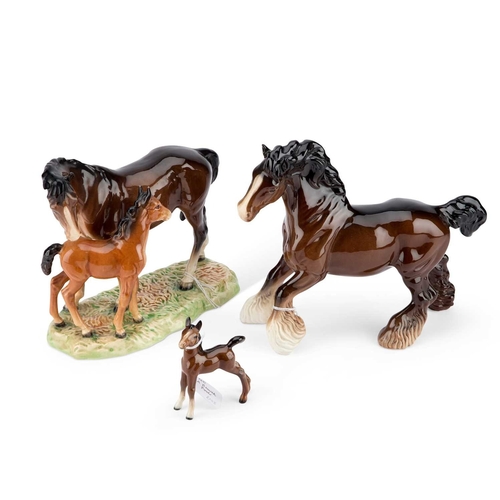 80 - THREE BESWICK HORSE MODELS (3) Tallest 20.5cm