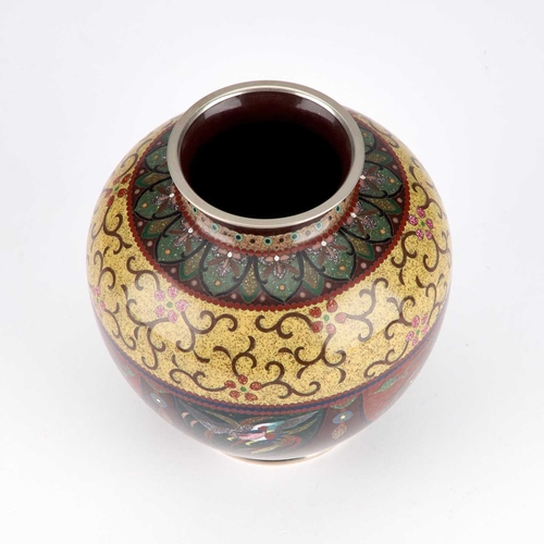 135 - A JAPANESE CLOISONNÃ VASE, CIRCA 1920 decorated with phoenix and dragons on a speckled enamel groun... 