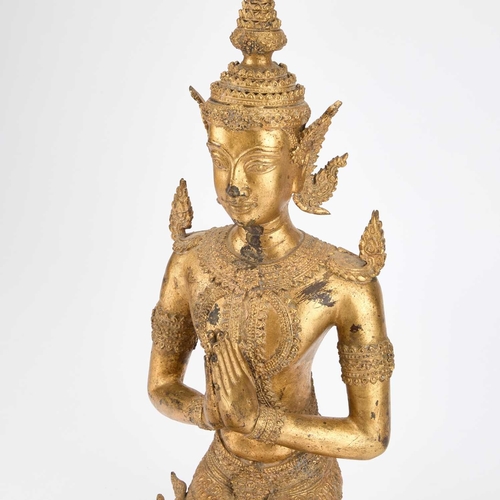 163 - A THAI GILT-METAL FIGURE OF A KNEELING THEPPHANOM 49cm high
 ... 