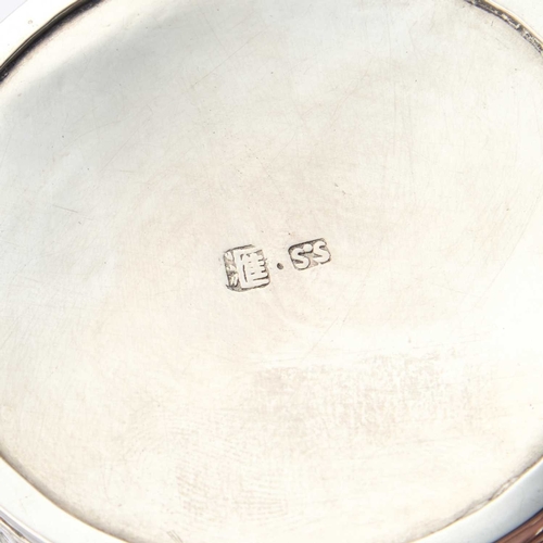 213 - A 19TH CENTURY CHINESE SILVER MUG retailer's mark S.S, with an artisan mark, the double-skinned stra... 