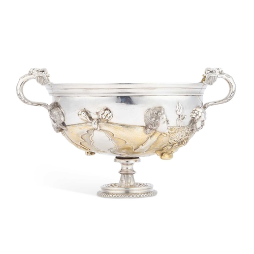 235 - A CONTINENTAL SILVER REPRODUCTION OF A CUP FROM 'THE HILDESHEIM TREASURE' 19th Century, indistinctly... 