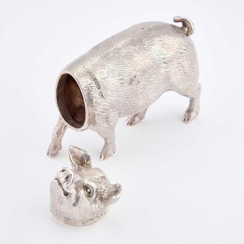 237 - A GERMAN SILVER MODEL OF A PIG Hanau marked, Neresheimer & Co, import marked B Muller & Son ... 