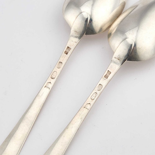 264 - A PAIR OF GEORGE III IRISH SILVER SERVING SPOONS maker J.S, Dublin 1787, with bright-cut decoration.... 