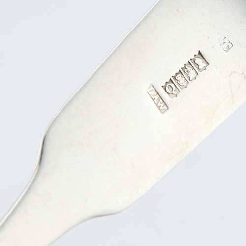 269 - A GEORGE III IRISH SILVER SPORK by Thomas Townsend, Dublin 1812, retailed by William Law, Fiddle pat... 