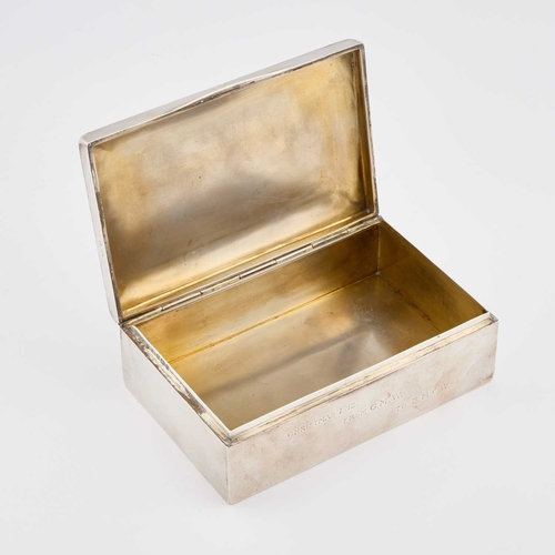 306 - AN ARTS AND CRAFTS SILVER AND ENAMEL CIGARETTE BOX by W H Haseler Ltd, Birmingham 1912, rectangular,... 