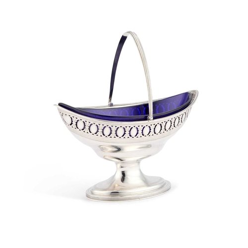 440 - A GEORGE III SILVER SUGAR BASKET by Hester Bateman, London 1790, with a swing-handle and bright-cut ... 