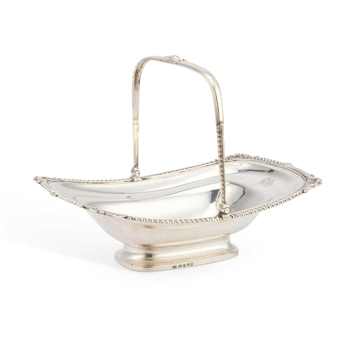 445 - A GEORGE III SILVER CAKE BASKET by Thomas Robins, London 1808, rectangular form, the centre engraved... 