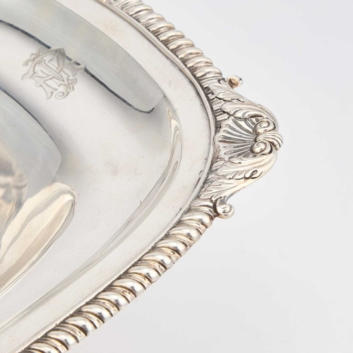 445 - A GEORGE III SILVER CAKE BASKET by Thomas Robins, London 1808, rectangular form, the centre engraved... 