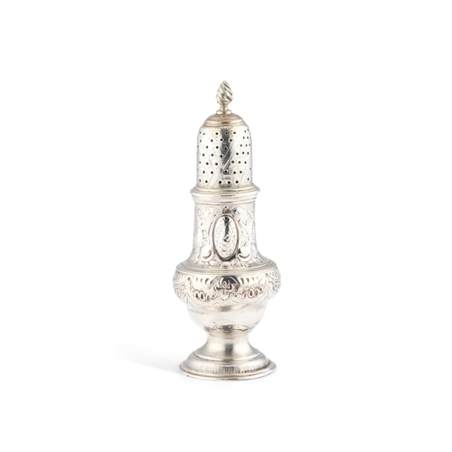 447 - A GEORGE III SILVER CASTER by Jabez Daniell & James Mince, London 1770, of baluster form. 13cm h... 