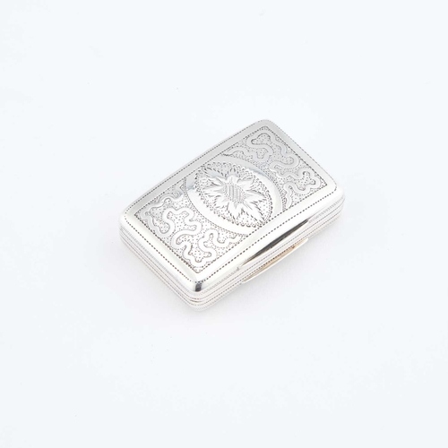 450 - A GEORGE III SILVER VINAIGRETTE by William Pugh, Birmingham 1810, of rounded rectangular form, shape... 