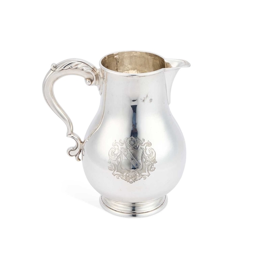 462 - A GEORGE II SILVER BEER JUG by Thomas Whipham, London 1748, of baluster form, the double scroll hand... 