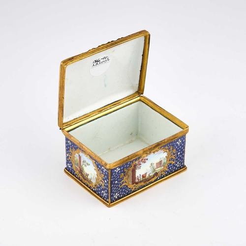 480 - A LARGE SOUTH STAFFORDSHIRE ENAMEL TABLE SNUFF BOX, CIRCA 1770 rectangular, painted with pastoral an... 