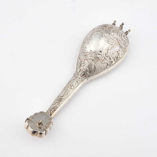 236 - A 19TH CENTURY DUTCH SILVER NOVELTY SCENT FLASK by H. Hooijkaas, in the form of a mandolin. 17.5cm l... 