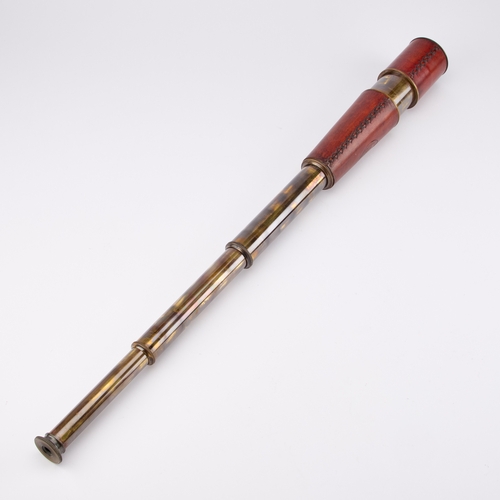 149 - A KELVIN & HUGHES FOUR-DRAW TELESCOPE in a hardwood case. 85cm long (extended)