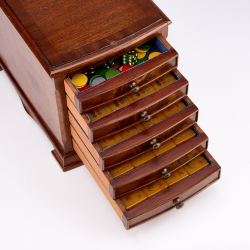 231 - A MAHOGANY CASED MAHJONG SET 21cm high