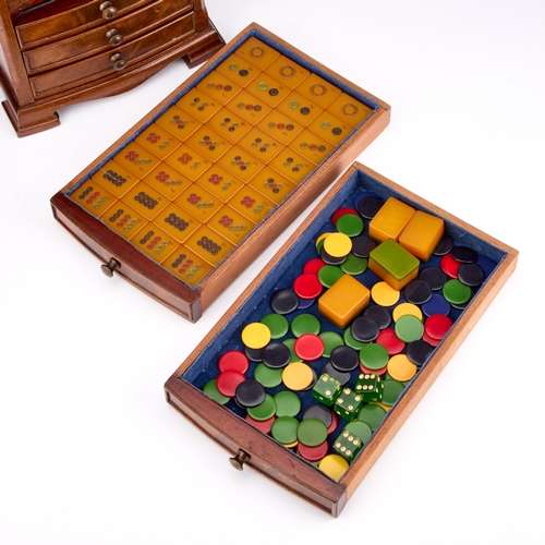 231 - A MAHOGANY CASED MAHJONG SET 21cm high