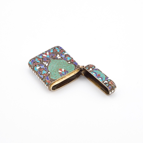 363 - A RUSSIAN CLOISONNÃ ENAMEL VESTA CASE unmarked, late 19th Century, decorated with scrolling flowers... 