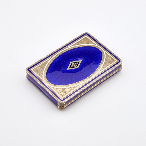 397 - A CONTINENTAL SILVER-GILT AND ENAMEL BOX import marked, Stockwell & Co, London 1928, rectangular... 