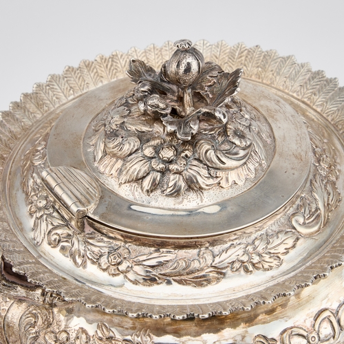 406 - Â§ A GEORGE IV SCOTTISH SILVER THREE-PIECE TEA SERVICE by Mitchell & Sons, Glasgow 1823 and 1824... 