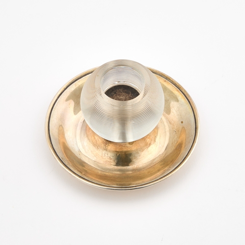 470 - AN EARLY 20TH CENTURY COMBINATION SILVER AND GLASS ASHTRAY AND MATCH STRIKER by J & R Griffin, C... 