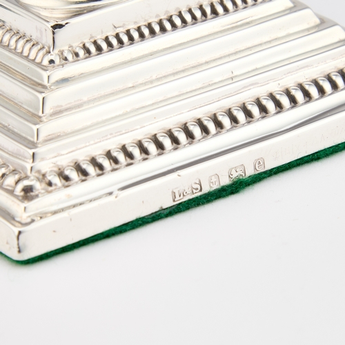 478 - A PAIR OF EDWARDIAN SILVER CORINTHIAN COLUMN CANDLESTICKS by Levi & Salaman, Birmingham 1904, ea... 