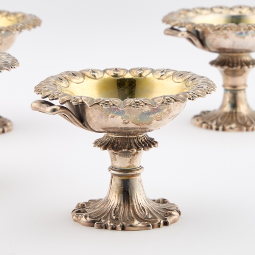 499 - A SET OF FOUR VICTORIAN PARCEL-GILT SILVER SALTS by Edward, John & William Barnard, London 1848,... 