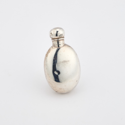 503 - A VICTORIAN SILVER AND ENAMEL SCENT BOTTLE by Sampson Mordan II, London 1887, oval, with a screw-dow... 