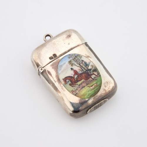 546 - A VICTORIAN SILVER AND ENAMEL VESTA CASE by Horton & Allday, Chester 1883, of rounded rectangula... 