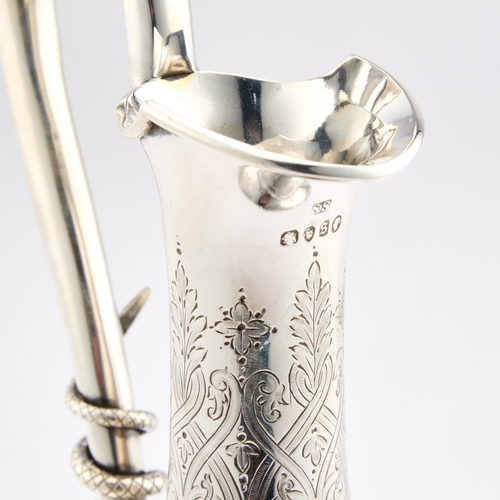 552 - A VICTORIAN SILVER EWER by Goldsmiths Alliance Ltd, London 1873, the high handle applied with an ent... 