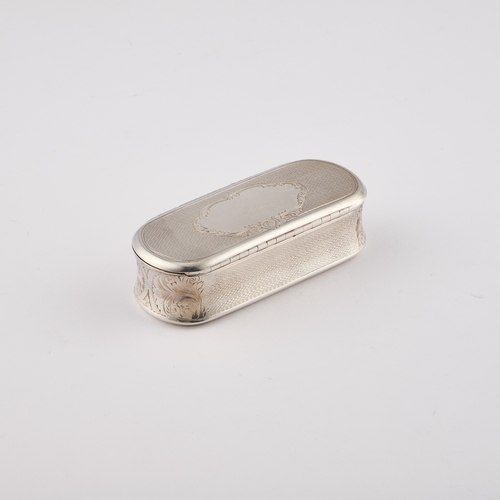 573 - A VICTORIAN SILVER SNUFF BOX by George Unite, Birmingham 1873, oval form, engine-turned and engraved... 