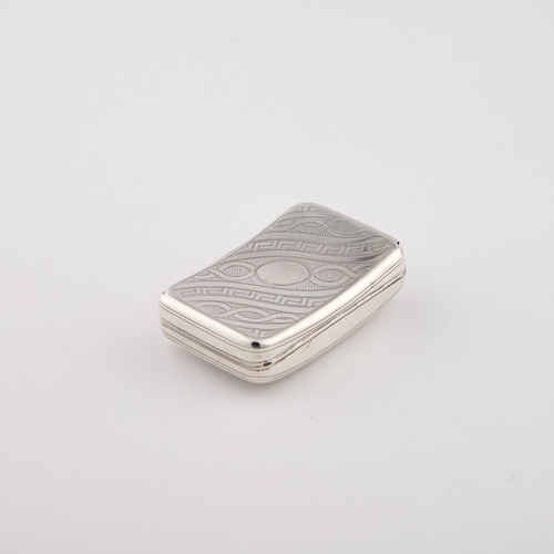 604 - A GEORGE III SILVER SNUFF BOX by Samuel Pemberton, Birmingham 1805, of rounded rectangular form, sha... 