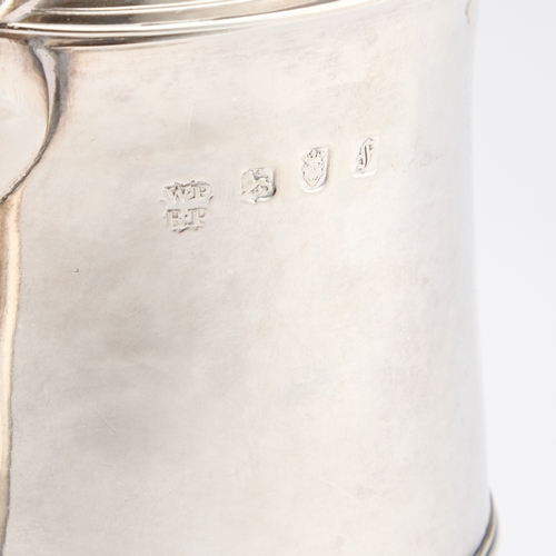 613 - A GEORGE III SILVER TANKARD by William & Robert Peaston, London 1761, of tapering cylindrical fo... 