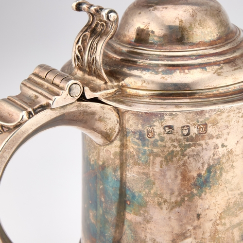 614 - A GEORGE III SILVER TANKARD by William & James Priest, London 1766, of tapering cylindrical form... 