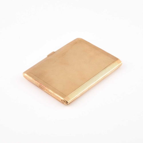 1034 - A 9 CARAT GOLD CIGARETTE CASE by Northern Goldsmiths Co, Birmingham 1939, rectangular with an engine... 