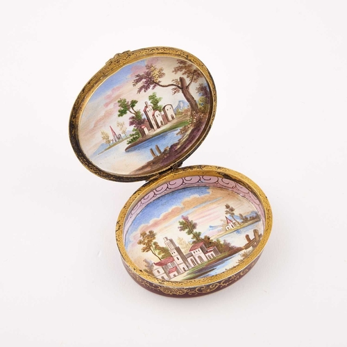 1051 - A 19TH CENTURY VIENNESE SILVER-GILT AND ENAMEL OVAL BOX city mark and indistinct maker's mark, the h... 