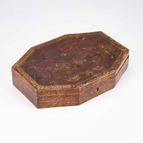 1060 - AN EARLY 19TH CENTURY BURRWOOD COUNTRY HOUSE COLLECTOR'S BOX CONTAINING SHELLS, SEALS, ETC. 30cm wid... 