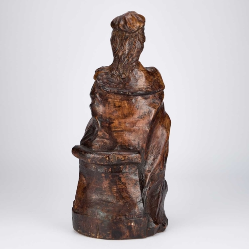 1063 - A 17TH/ 18TH CENTURY ENGLISH SCHOOL, THE YOUNG HENRY VIII WITH A FALCON carved oak. 65cm high... 