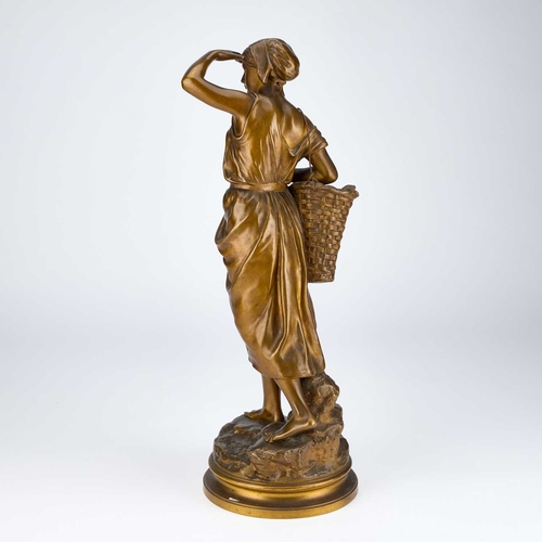 1071 - AFTER EUGENE LAURENT (1832-1898), THE FISHERGIRL bronze on a metal base, signed. 55cm high overall... 