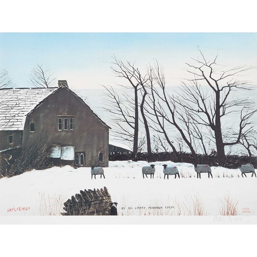 1101 - â¡ AFTER PETER BROOK (1927-2009) 'CHRISTMAS, BY AN EMPTY PENNINE FARM' & 'B&B' Signed prints on car... 