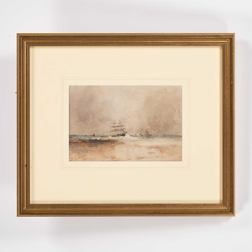 1138 - GEORGE EDWARD HORTON (1859-1950) COME AGROUND ON THE TYNE Signed
Watercolour
 (11.5cm x 17.5cm)... 