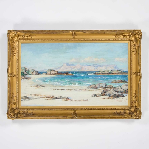 1164 - IAN MCNICOL (FL 1926-1938) EIGG FROM MORAR Signed and dated (19)20
Oil on board
 (46.5cm x 80cm)... 