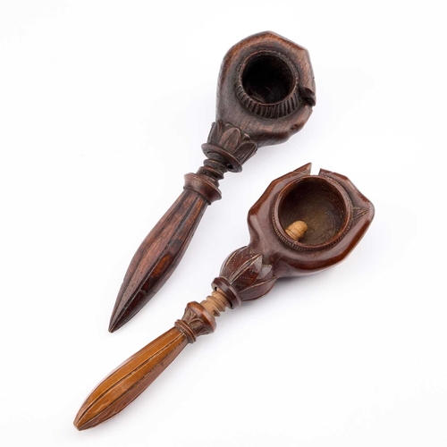 119 - TWO 19TH CENTURY SWISS CARVED HAND-FORM NUTCRACKERS (2) Longest 18.5cm