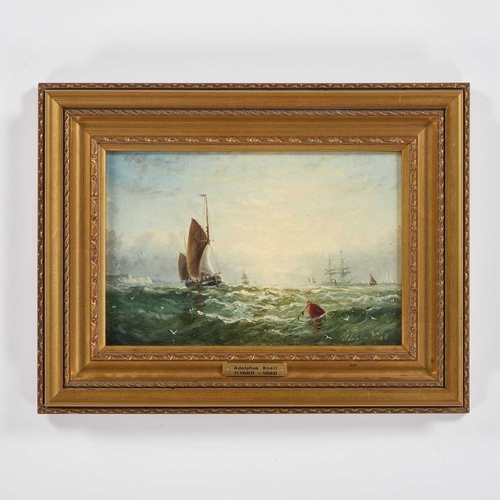 1193 - WILLIAM ADOLPHUS KNELL (1801-1875) OFF THE COAST Signed
Oil on board
 (15cm x 22.5cm)... 