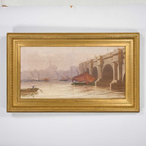 1204 - WILLIAM COSENS WAY (1833-1905) LONDON BRIDGE Signed
Watercolour
 
 (50cm x 100cm)... 