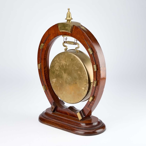 1234 - A LATE VICTORIAN OAK ANEROID DESK BAROMETER SIGNED HALL & CO, 56, KING ST., MANCHESTER the silvered ... 