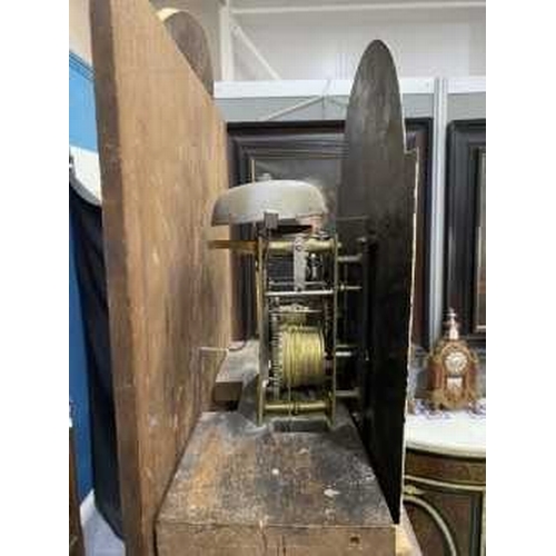 1241 - A GEORGE III MAHOGANY EIGHT-DAY LONGCASE CLOCK the 12-inch painted break-arch dial with subsidiary s... 