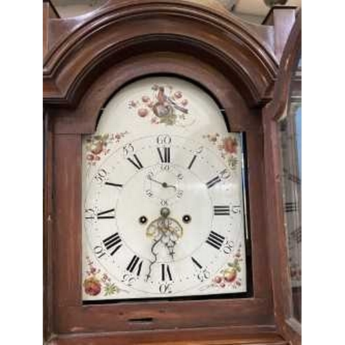 1241 - A GEORGE III MAHOGANY EIGHT-DAY LONGCASE CLOCK the 12-inch painted break-arch dial with subsidiary s... 