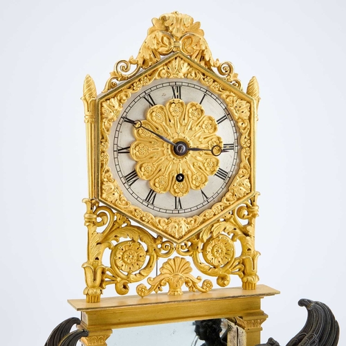 1244 - A FRENCH BRONZE AND ORMOLU AUTOMATON CLOCK, BY ROBERT, PARIS, NO. 827, FIRST HALF 19TH CENTURY the l... 