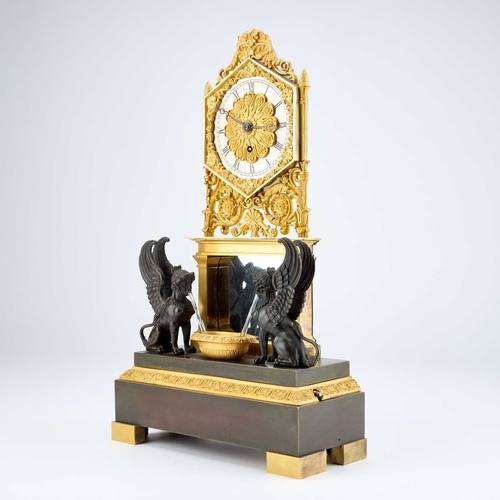 1244 - A FRENCH BRONZE AND ORMOLU AUTOMATON CLOCK, BY ROBERT, PARIS, NO. 827, FIRST HALF 19TH CENTURY the l... 