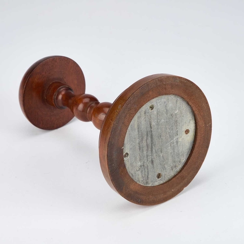 1348 - A 19TH CENTURY MAHOGANY WIG STAND weighted. 23cm high